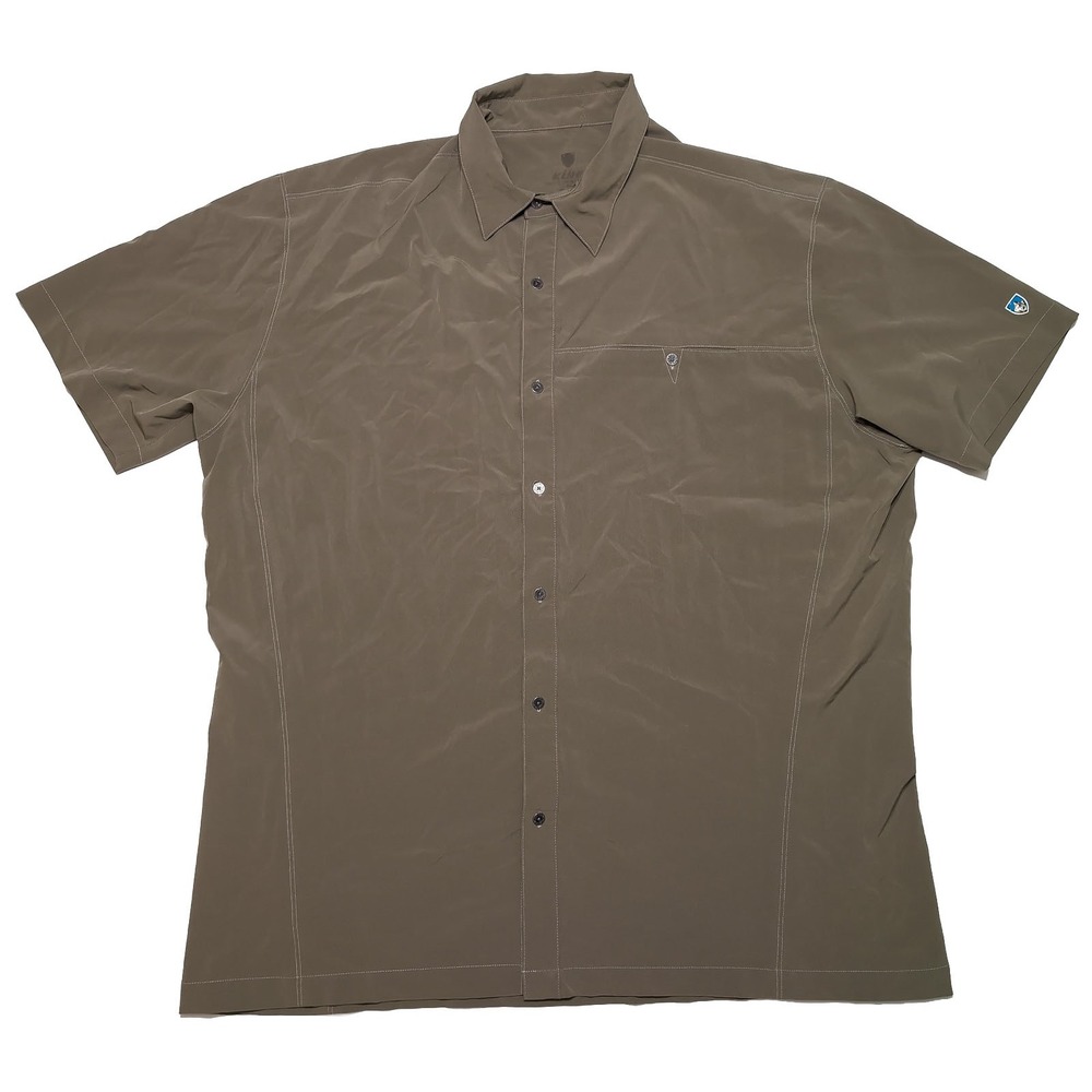 KUHL Renegade Tufflex Shirt Mens XXL Brown Short Sleeve Button Down Hiking